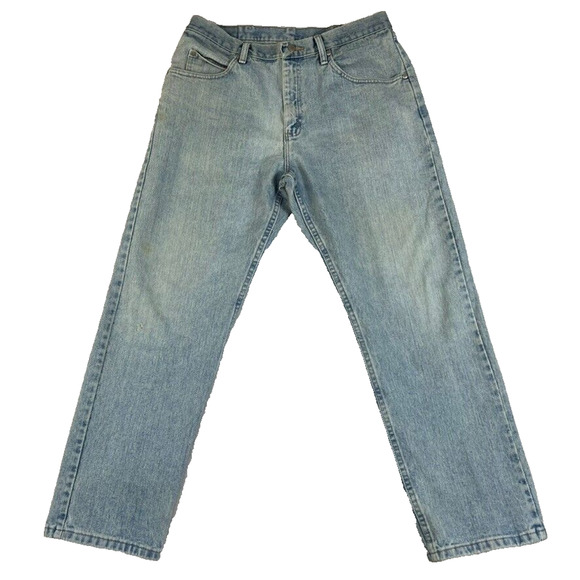 Wrangler Jeans Mens 34x30 Straight Leg Denim Light Wash Vintage Cowboy Western - Picture 2 of 14